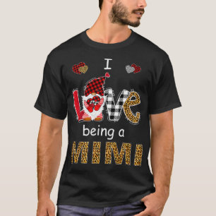 Ich Liebe ist eine Mimi Liebe Gnome Leopard Karier T-Shirt