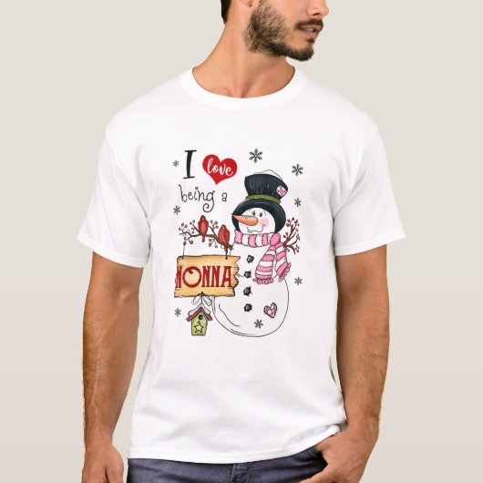Ich Liebe ist eine Nonna Snowman Weihnachten Funny T-Shirt (Vorderseite)