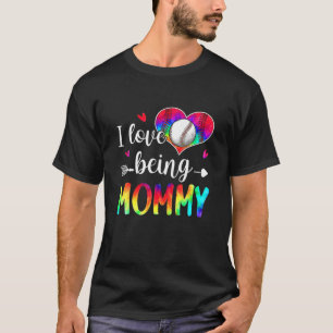 Ich Liebe ist Mommy Gefärbte Krawatte Baseball Fam T-Shirt