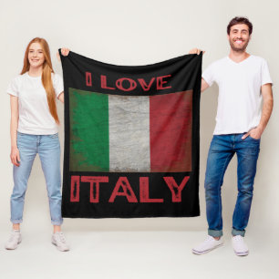 ICH LIEBE ITALIEN, ITALIENISCHE FLAGGE FLEECEDECKE