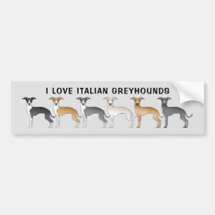 Ich liebe Italienische Windhunde mit süßen Cartoon Autoaufkleber