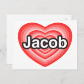Ich Liebe Jacob. Ich Liebe dir Jakob. Herz Postkarte (Vorne/Hinten)