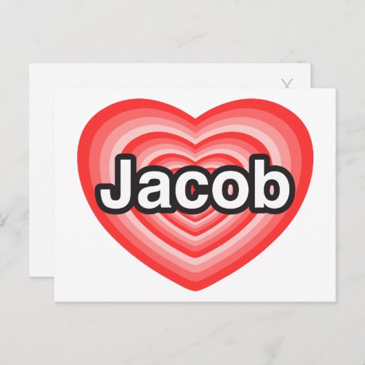 Ich Liebe Jacob. Ich Liebe dir Jakob. Herz Postkarte (Vorne/Hinten)