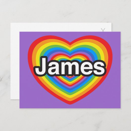 Ich Liebe James. Ich Liebe dir James. Herz Postkarte (Vorne/Hinten)