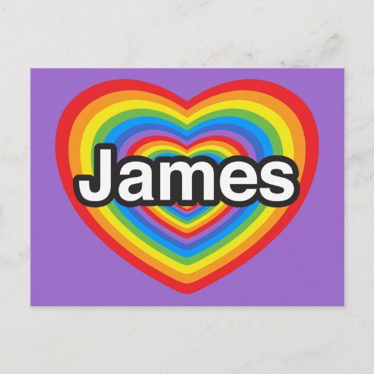 Ich Liebe James. Ich Liebe dir James. Herz Postkarte (Vorderseite)