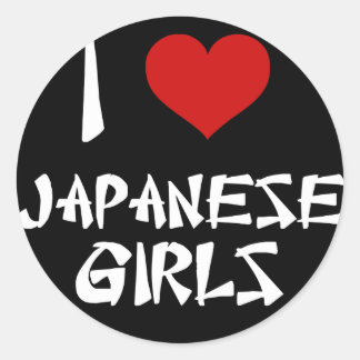 Ich Liebe japanische Mädchen Runder Aufkleber