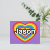 Ich Liebe Jason. Ich Liebe dir Jason. Herz Postkarte (Stehend Vorderseite)