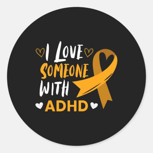 Ich Liebe jemand mit adhd Ribbon Awareness Mental  Runder Aufkleber (Vorderseite)