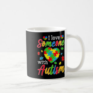 Ich Liebe jemand mit Autismus Bewusstsein Herz Män Kaffeetasse