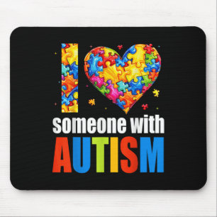 Ich Liebe jemand mit Autismus Bewusstsein Herz Män Mousepad