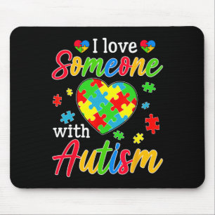 Ich Liebe jemand mit Autismus Bewusstsein Herz Män Mousepad