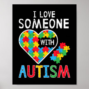 Ich Liebe jemand mit Autismus Bewusstsein Herz Män Poster