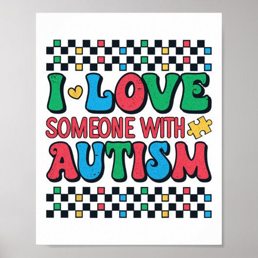 Ich Liebe jemand mit Autismus Bewusstsein Männer F Poster (Vorne)