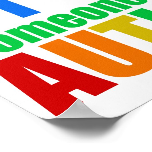 Ich Liebe jemand mit Autismus Schöner Regenbogen Poster (Ecke)