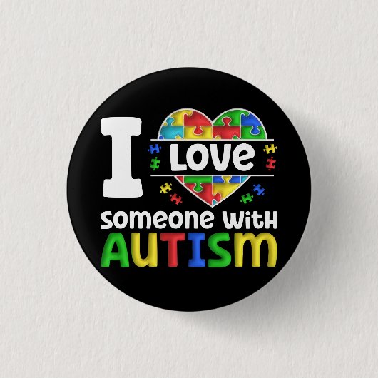 Ich Liebe jemandem mit Autismus, Autismus-Bewussts Button (Vorderseite)