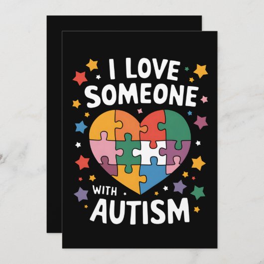 Ich Liebe jemandem mit Autismus Autismus-Bewusstse Einladung (Vorne/Hinten)