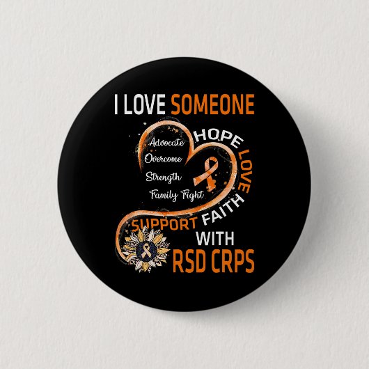 Ich Liebe jemandem mit Rsd Crps Bewusstsein Sonnen Button (Vorderseite)