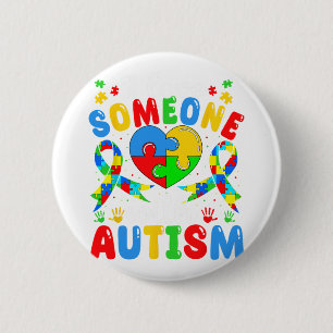 Ich liebe jemanden mit Autismus Bewusstsein Herz P Button
