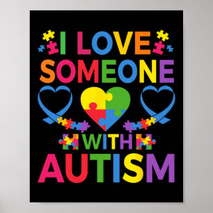 Ich liebe jemanden mit Autismus-Bewusstsein-Puzzle Poster