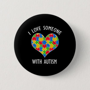 Ich liebe jemanden mit Autismus Puzzle Herz Bewuss Button