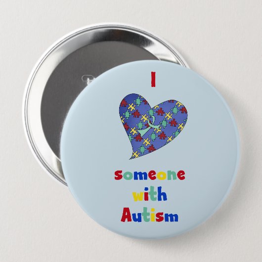 Ich Liebe jemanden mit Autismus-Taste Button (Vorne & Hinten)