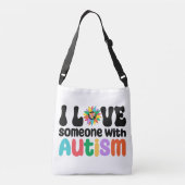 Ich Liebe jemanden mit Autismus Tragetaschen Mit Langen Trägern (Rückseite)