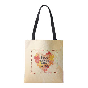 Ich liebe jemanden mit Autismus wiederverwendbare Tasche