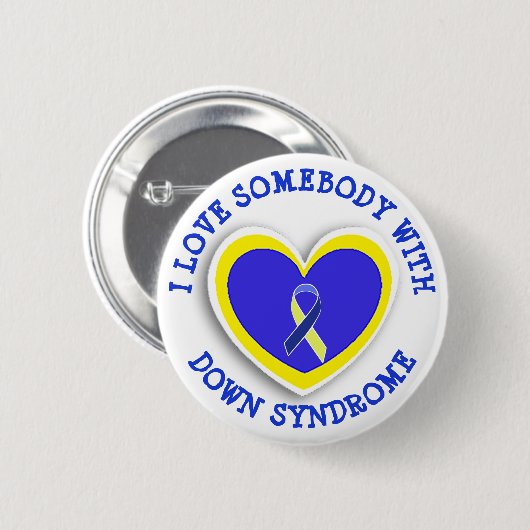 Ich Liebe jemanden mit Down-Syndrom Button (Vorne & Hinten)
