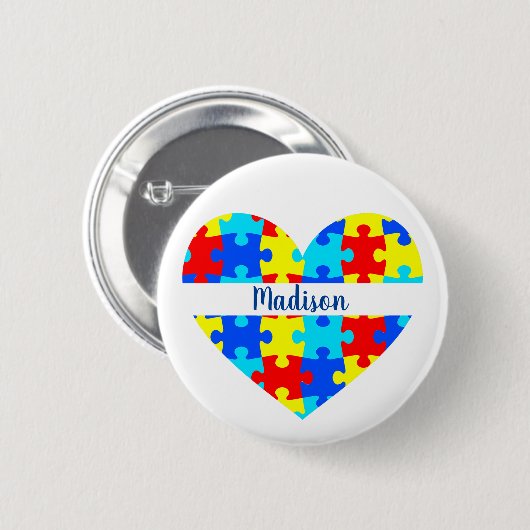 Ich Liebe jemanden mit einem Personalisierten Name Button (Vorne & Hinten)