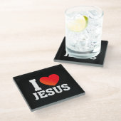 Ich liebe Jesus Glasuntersetzer (Schrägansicht)