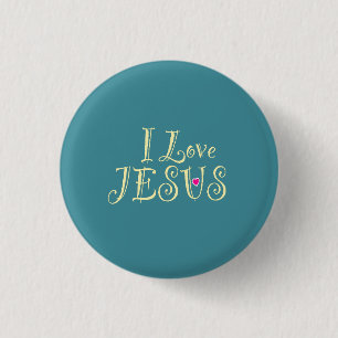 „Ich liebe Jesus“ Gold auf Türkis Button
