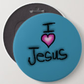 Ich liebe Jesus Ich Herz Jesus Blau Button (Vorne & Hinten)