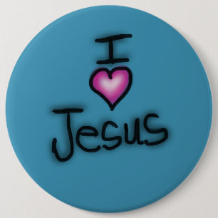 Ich liebe Jesus Ich Herz Jesus Blau Button