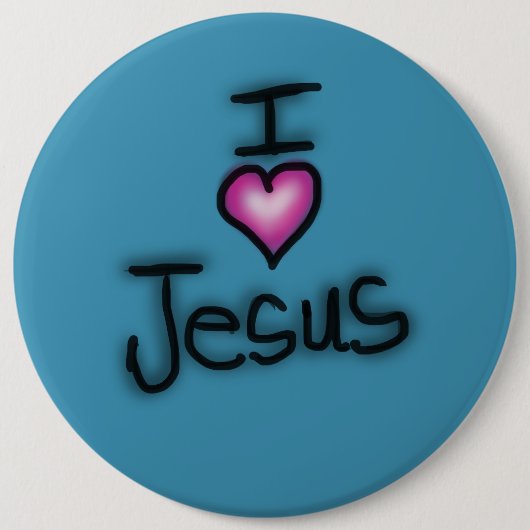 Ich liebe Jesus Ich Herz Jesus Blau Button (Vorderseite)