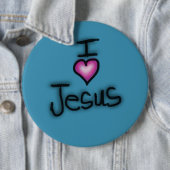 Ich liebe Jesus Ich Herz Jesus Blau Button (Beispiel)