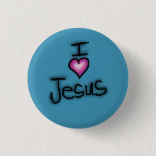 Ich liebe Jesus Ich Herz Jesus Blau Button
