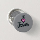 Ich liebe Jesus Ich Herz Jesus Grau Button (Vorne & Hinten)