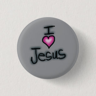 Ich liebe Jesus Ich Herz Jesus Grau Button