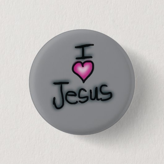 Ich liebe Jesus Ich Herz Jesus Grau Button (Vorderseite)