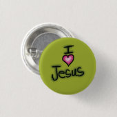 Ich liebe Jesus Ich Herz Jesus Grün Button (Vorne & Hinten)
