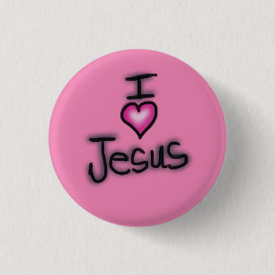 Ich liebe Jesus Ich Herz Jesus Rosa Button
