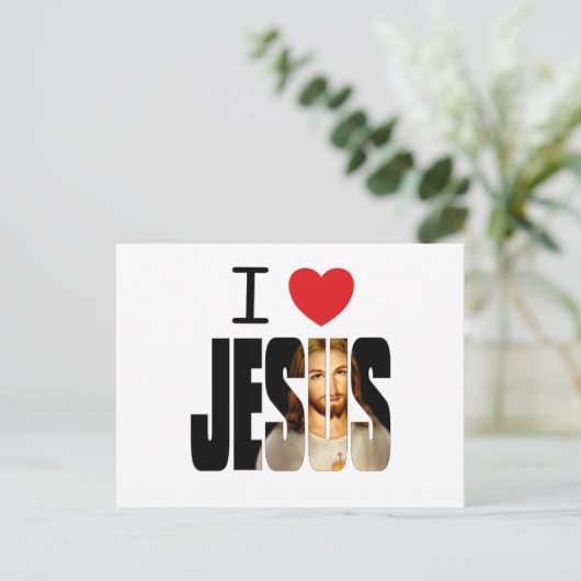 Ich Liebe Jesus - Ich höre Jesus mit dem Namen Postkarte (Stehend Vorderseite)