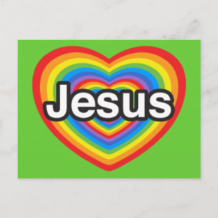 Ich liebe Jesus. Ich liebe dich Jesus. Herz Postkarte