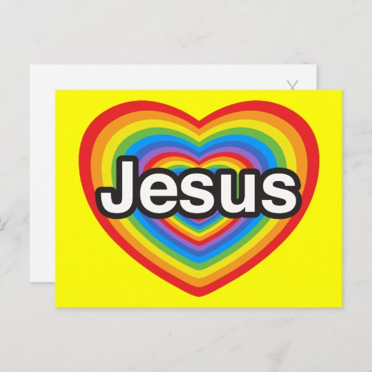 Ich Liebe Jesus. Ich Liebe dir Jesus. Herz Postkarte (Vorne/Hinten)
