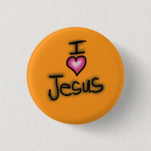 Ich liebe Jesus, ich liebe Jesus Orange  Button