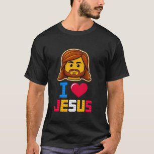 Ich liebe Jesus Meister Erbauer Bausteine Blöcke T-Shirt