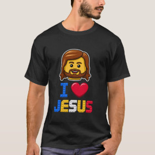 Ich liebe Jesus Meister Erbauer Bausteine Blöcke T-Shirt