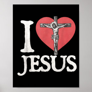 Ich liebe Jesus Retro Christlich Religiös Für Männ Poster