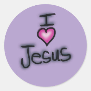 Ich liebe Jesus rosa Herz Runder Aufkleber