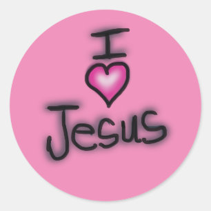 Ich liebe Jesus rosa Herz  Runder Aufkleber